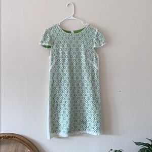 Suni Chin Vintage Chartreuse and White Lace Dress